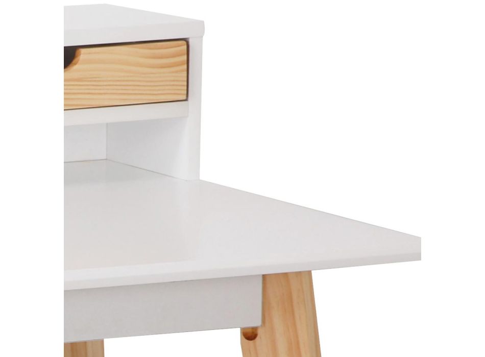 Design skrivebord i fyrretræ og matlakeret mdf top - Canada Viadurini