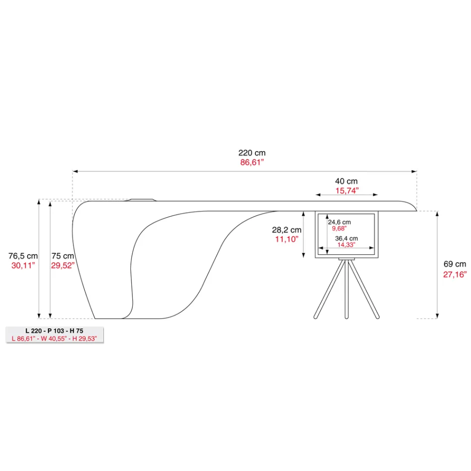 Executive skrivebord af Karim Rashid i polyurethan - James Viadurini