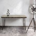Skrivebord i stål og Mdf med industriel vintage dekoreret glas - Mundial Viadurini