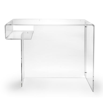 Transparent plexiglas skrivebord med hylde lavet i Italien - Studiorum Viadurini
