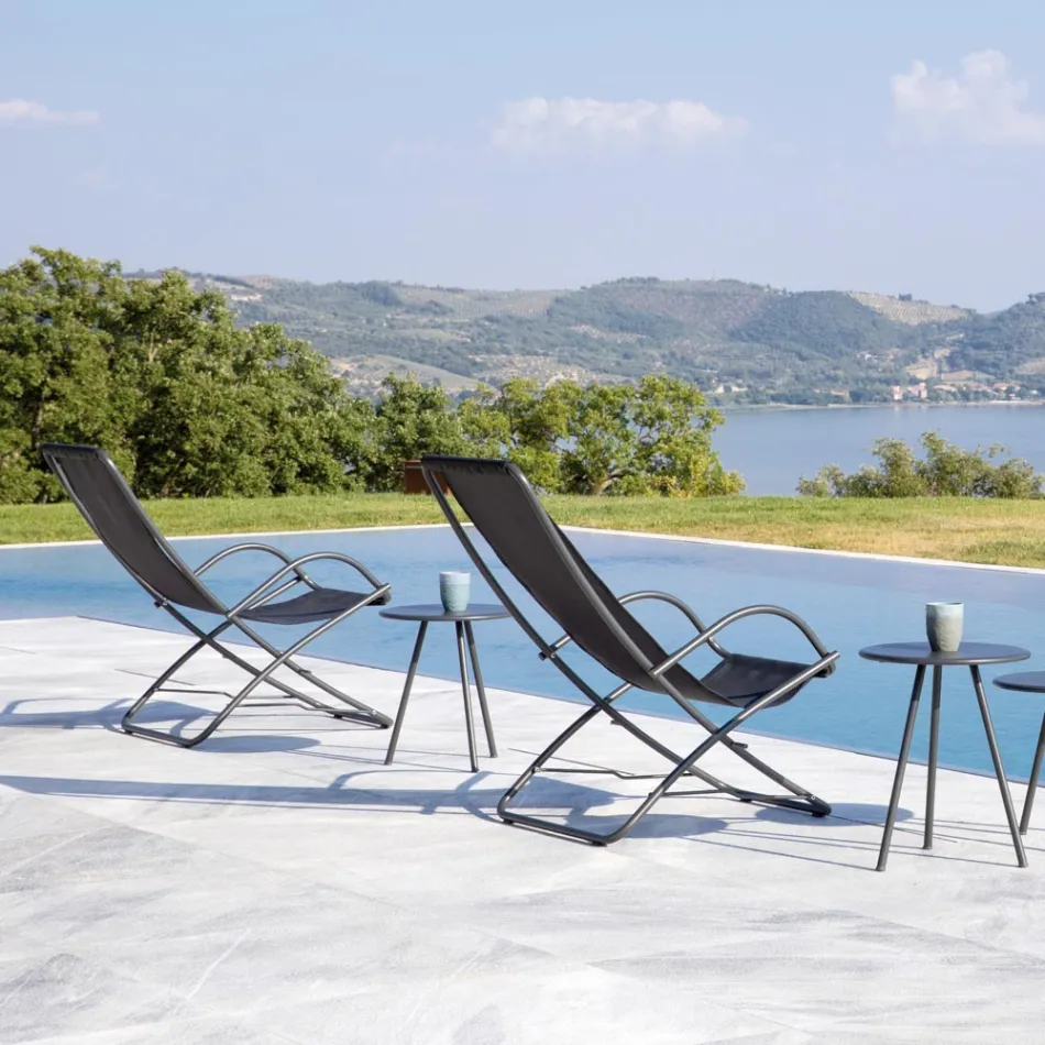 Sammenklappelig havedæksstol i galvaniseret stål Made in Italy 2 stk - Hobbit Viadurini