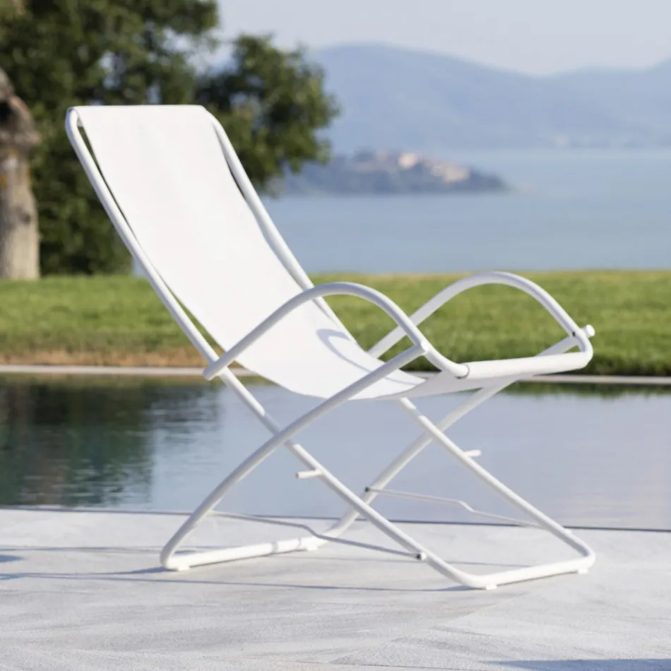 Sammenklappelig havedæksstol i galvaniseret stål Made in Italy 2 stk - Hobbit Viadurini