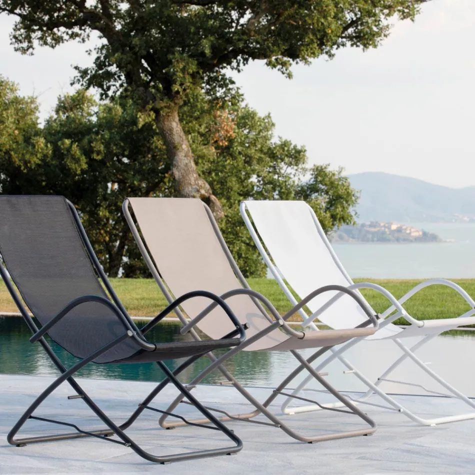 Sammenklappelig havedæksstol i galvaniseret stål Made in Italy 2 stk - Hobbit Viadurini