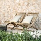 Sammenklappelig udendørs liggestol i teak og WaProLace med pude Made in Italy - Oracle Viadurini
