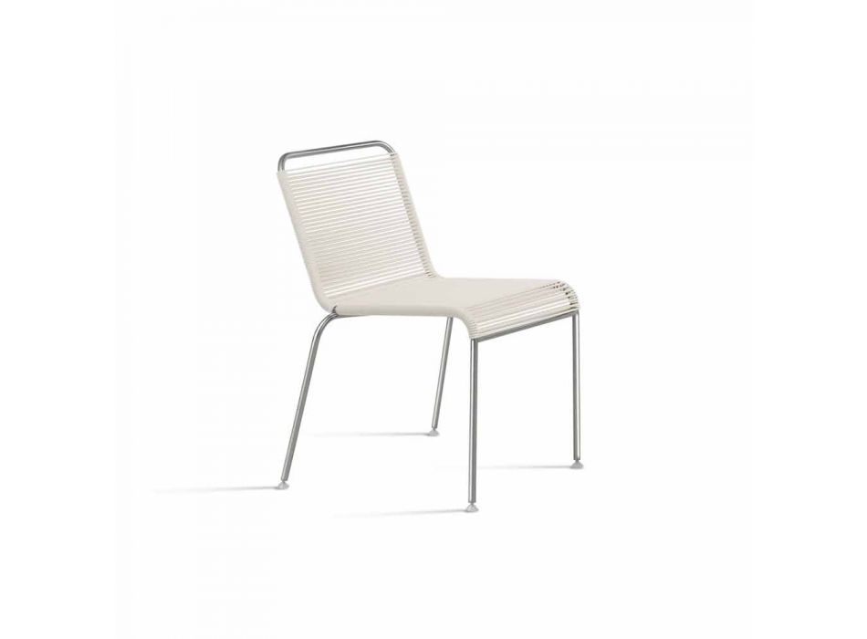 Hvid design udendørs stol i stål og PVC fremstillet i Italien - Madagaskar Viadurini