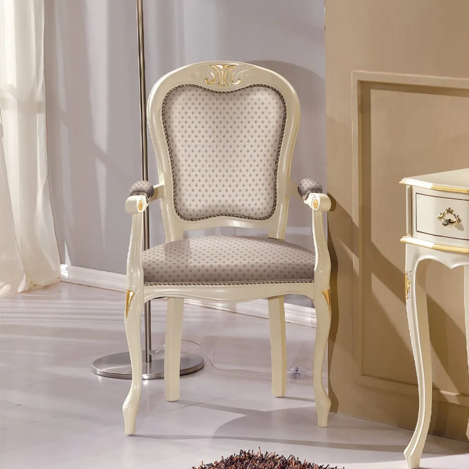 Leder af bordstolen i træ betrukket med stof Made in Italy - Majestæt Viadurini