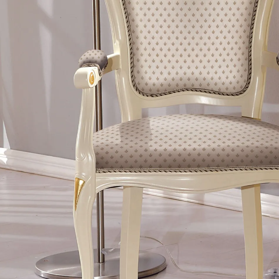 Leder af bordstolen i træ betrukket med stof Made in Italy - Majestæt Viadurini