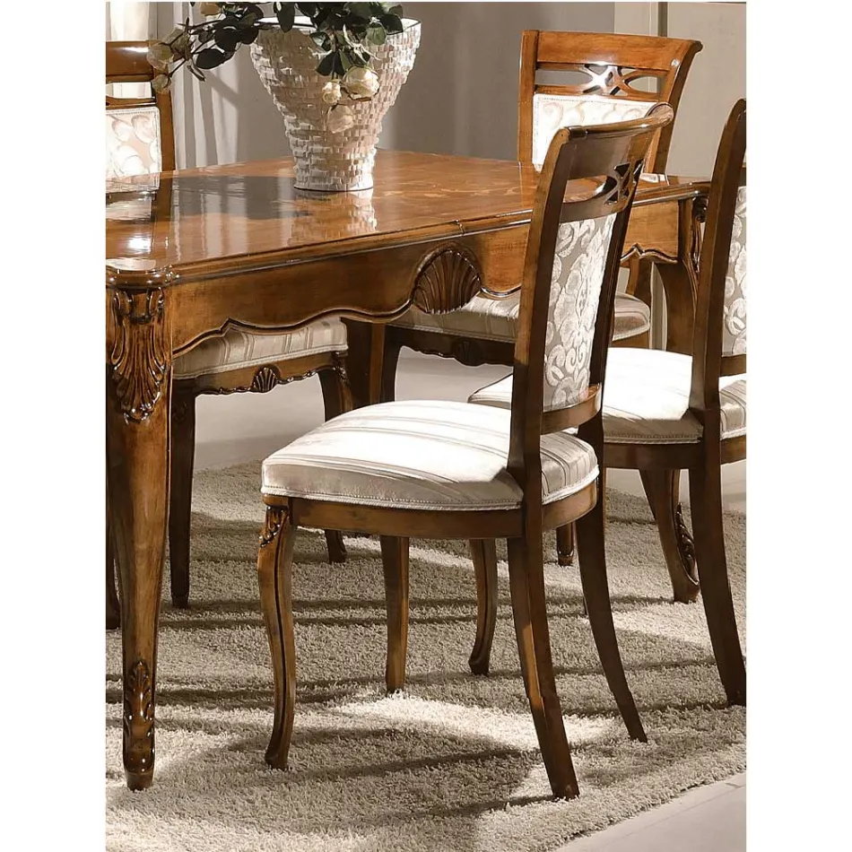 Klassisk polstret stol i valnød eller hvidt træ lavet i Italien - Caligola Viadurini