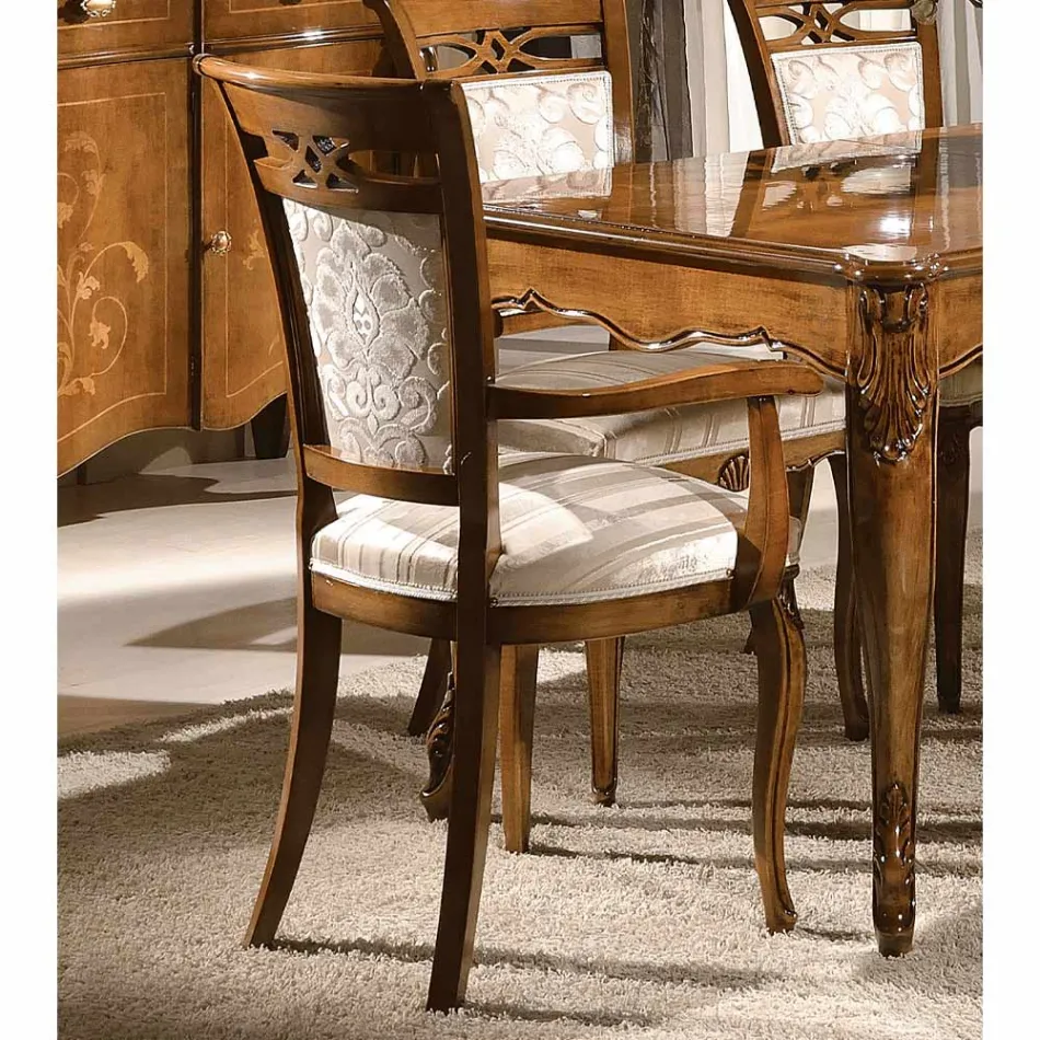 Klassisk polstret stol i valnød eller hvidt træ lavet i Italien - Caligola Viadurini