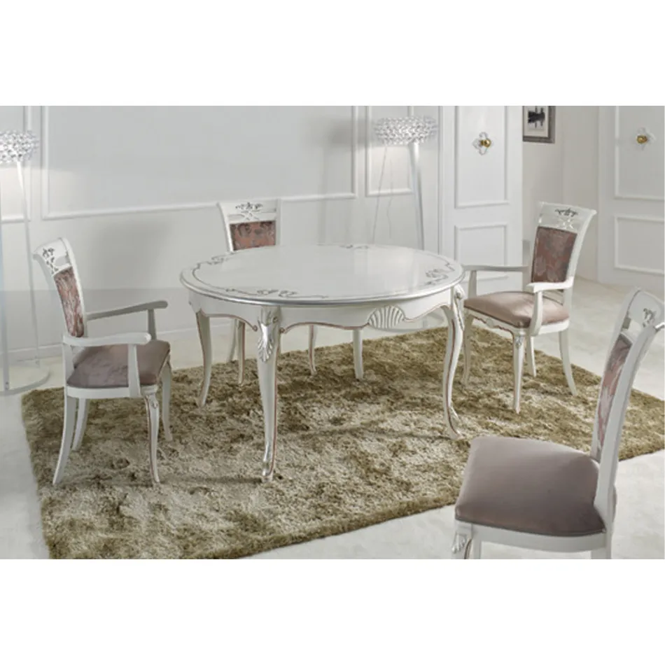 Klassisk polstret stol i valnød eller hvidt træ lavet i Italien - Caligola Viadurini