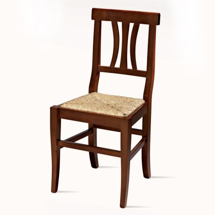 Klassisk stol i bøgetræ og strå lavet i italiensk design - Claudie Viadurini