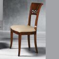 Klassisk stol i bøgetræ med dekoreret ryg og Ecoleather - Milissa