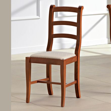 Klassisk stol i træ og sæde i stofdesign lavet i Italien - Baptiste Viadurini
