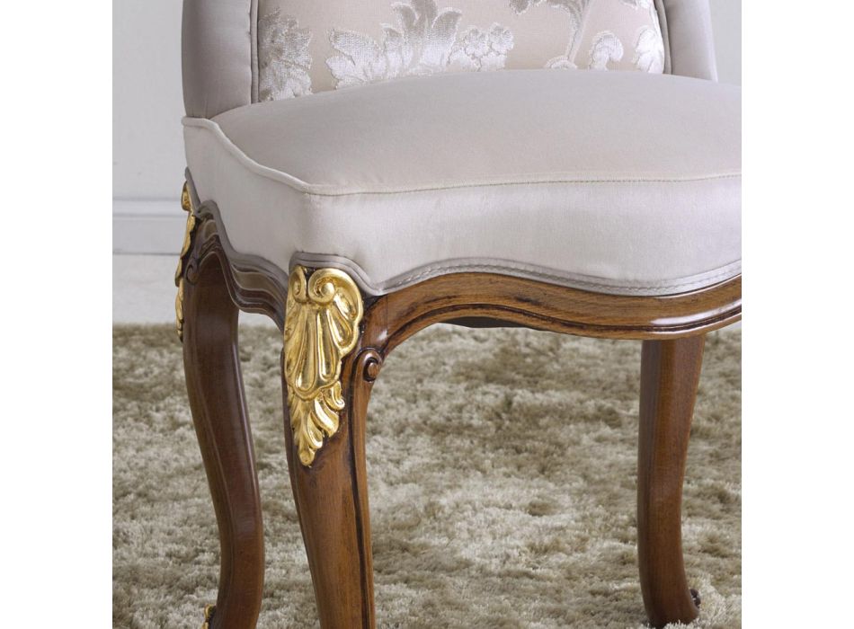 Klassisk stol i valnøddetræ og polstret stof lavet i Italien - barok Viadurini