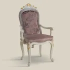 Klassisk stol hvidt træ og polstret stof lavet i Italien - barok Viadurini