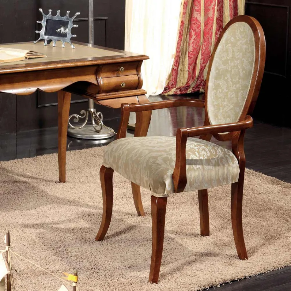 Klassisk stol træ og stof med eller uden armlæn Made in Italy - Ellie Viadurini