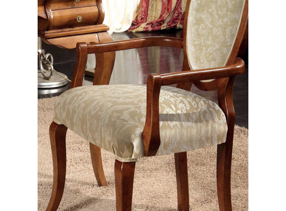 Klassisk stol træ og stof med eller uden armlæn Made in Italy - Ellie Viadurini