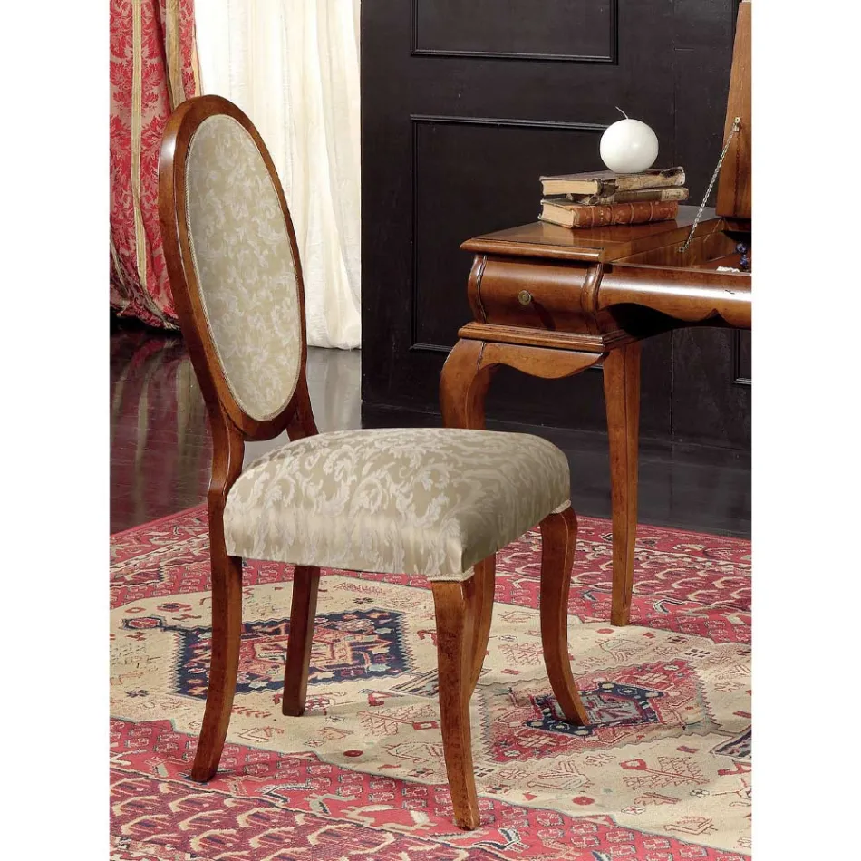 Klassisk stol træ og stof med eller uden armlæn Made in Italy - Ellie Viadurini