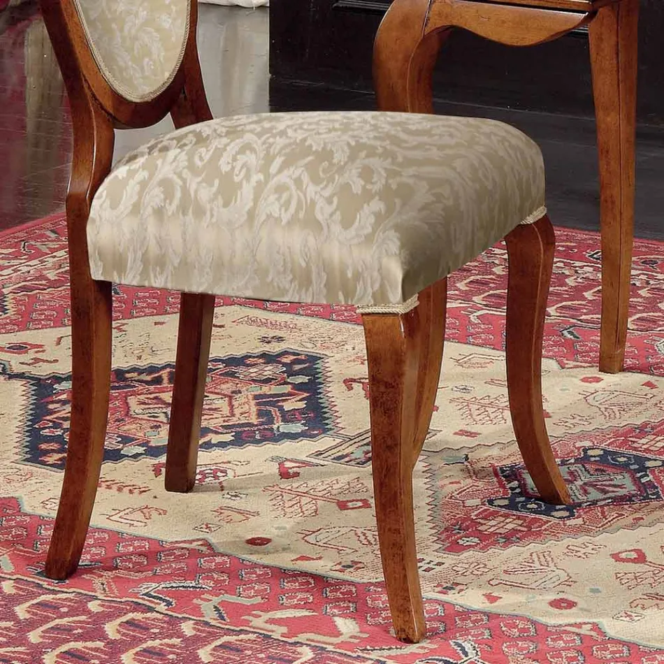 Klassisk stol træ og stof med eller uden armlæn Made in Italy - Ellie Viadurini