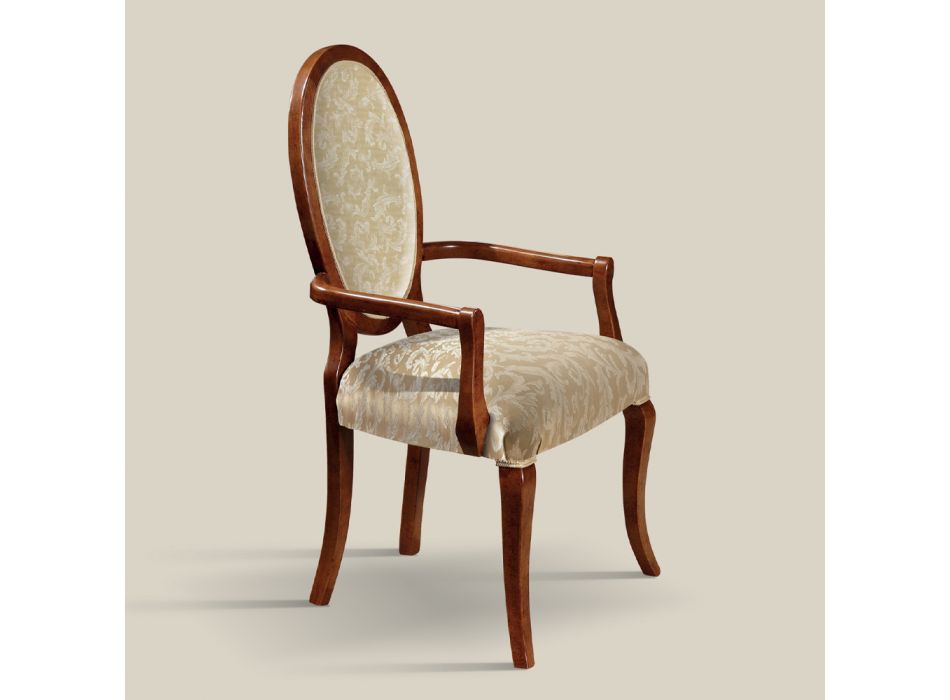 Klassisk stol træ og stof med eller uden armlæn Made in Italy - Ellie Viadurini