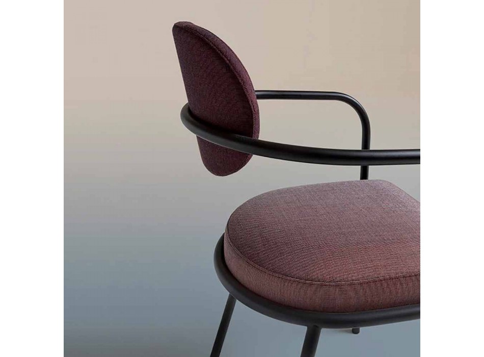 Vintage designstol med armlæn i stål og farvet stof - Ula Viadurini