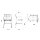 Stol med armlæn i bleget bøg og lædersæde Made in Italy - Nora Viadurini