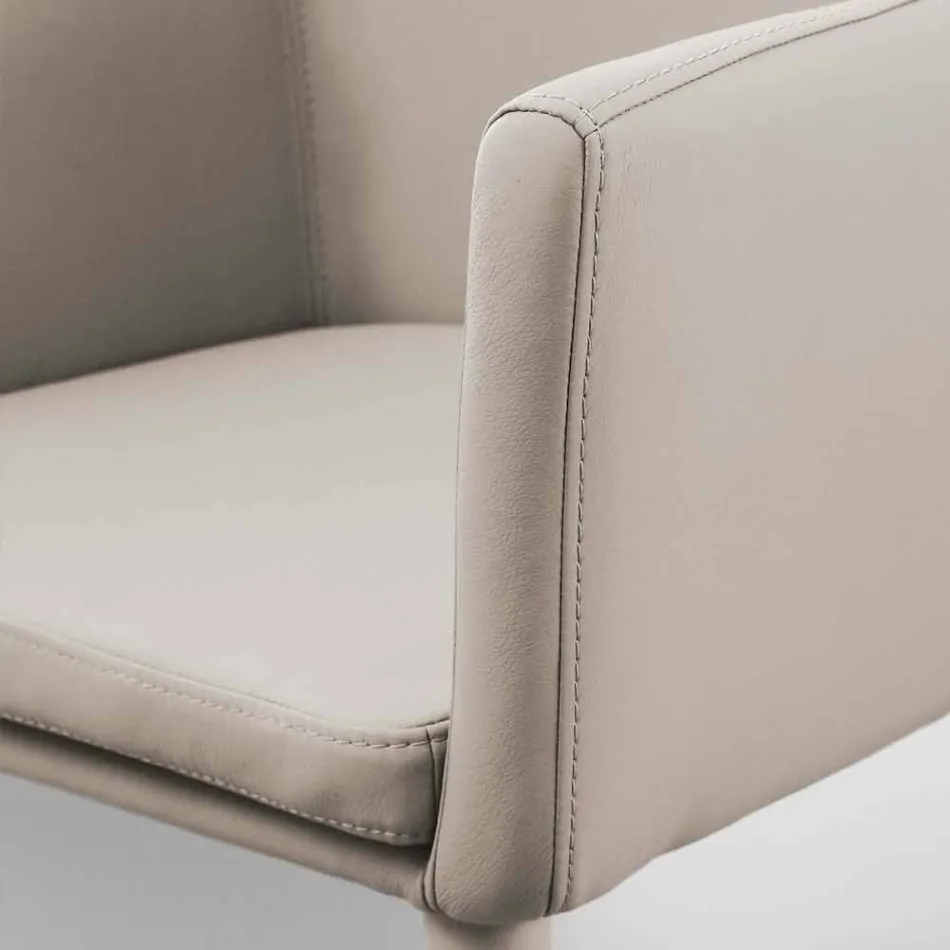 Stol med armlæn i metal betrukket med Carlina øko-læder Viadurini