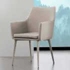 Stol med armlæn i metal betrukket med Carlina øko-læder Viadurini