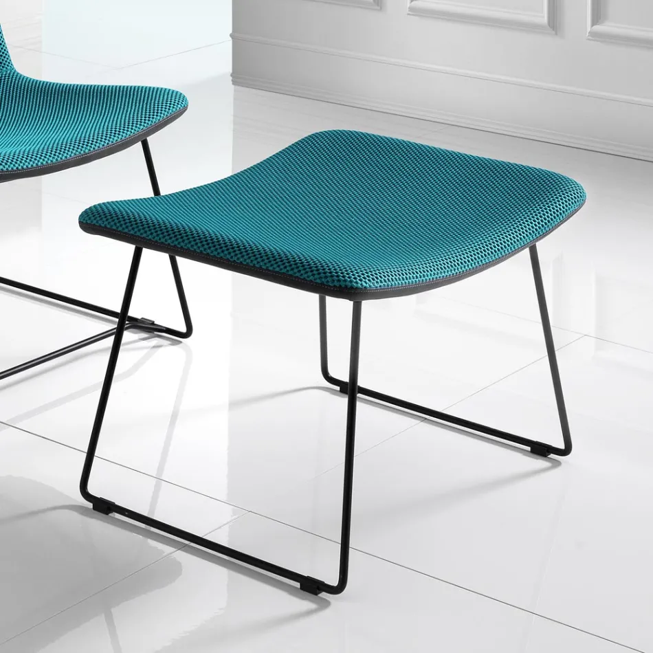 Stol med fodstøtte i Vulcano stof og metalben lavet i Italien - Amane Viadurini