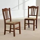 Køkkenstol i bøgetræ og halm italiensk klassisk design - Hegel Viadurini