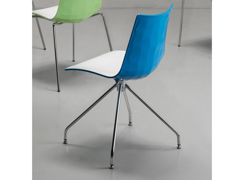 Polymer køkkenstol med tofarvet sæde lavet i Italien 2 stk - Fedora Viadurini