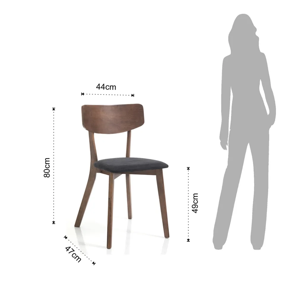 Køkkenstol i stof med struktur i massivt træ 2 stk - Tonino Viadurini