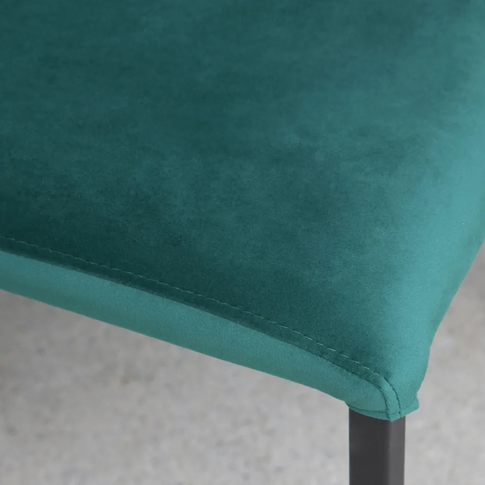 Køkkenstol med metalben og fløjlssæde, 4 stk - Darvina Viadurini