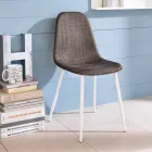 Stol Køkken moderne design i similrattan Cassidy, 4 stykker Viadurini