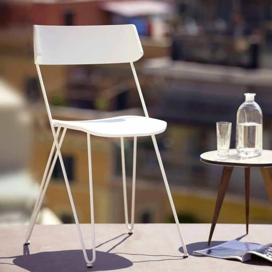 Håndlavet køkkenstol i træ og ædelstål fremstillet i Italien - Granada Viadurini