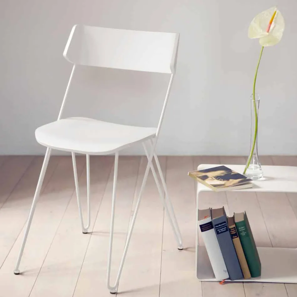 Håndlavet køkkenstol i træ og ædelstål fremstillet i Italien - Granada Viadurini