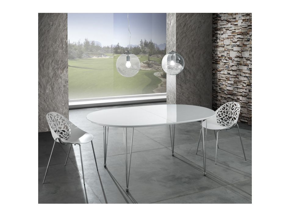Stabelbar køkkenstol i mat hvid abs og metal 4 stykker - Rametta Viadurini