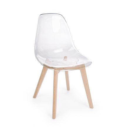 Køkkenstol i bøgetræ og polycarbonat design 4 stk - Pisy Viadurini