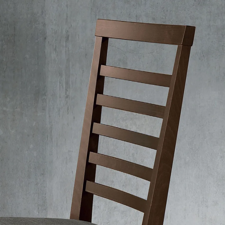 Køkkenstol i træ og sæde i italiensk designstof - Jeanine Viadurini