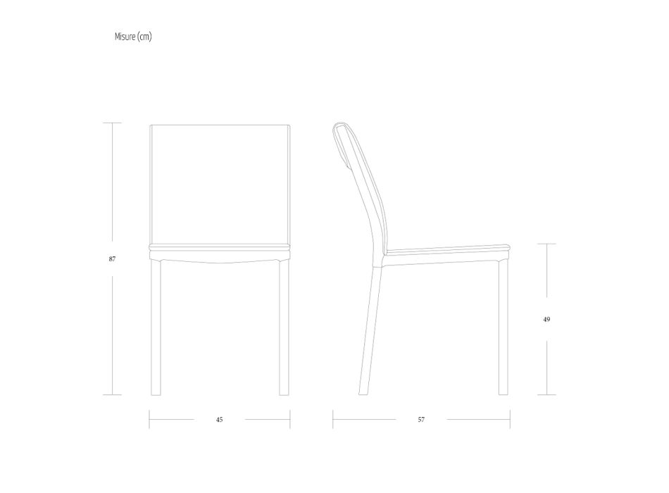Metal køkkenstol betrukket læder 2 stykker lavet i Italien - Morfeo Viadurini