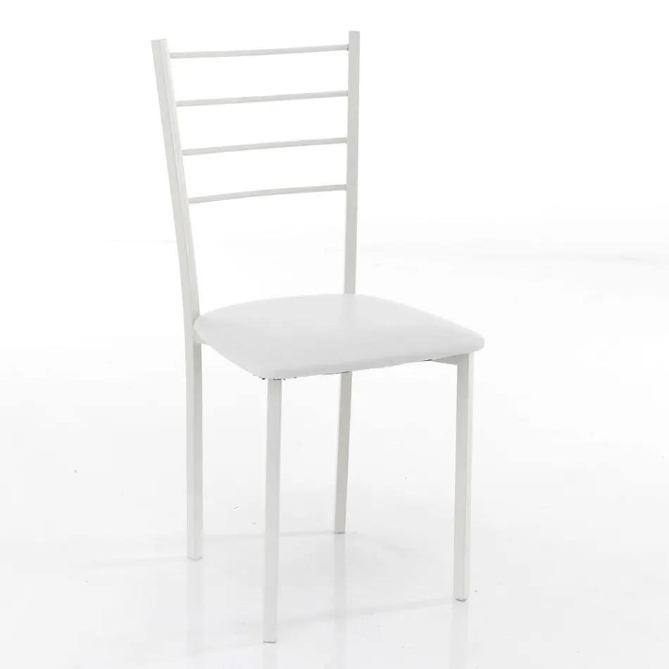 Køkkenstol i syntetisk læder og malet metal 4 stk - Remida Viadurini