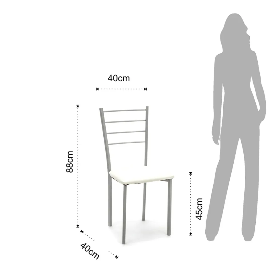 Køkkenstol i syntetisk læder og malet metal 4 stk - Remida Viadurini