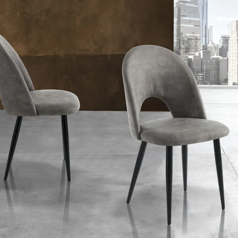 Køkkenstol i Aged Effect Synthetic Læder 4 Deles - Renetta Viadurini