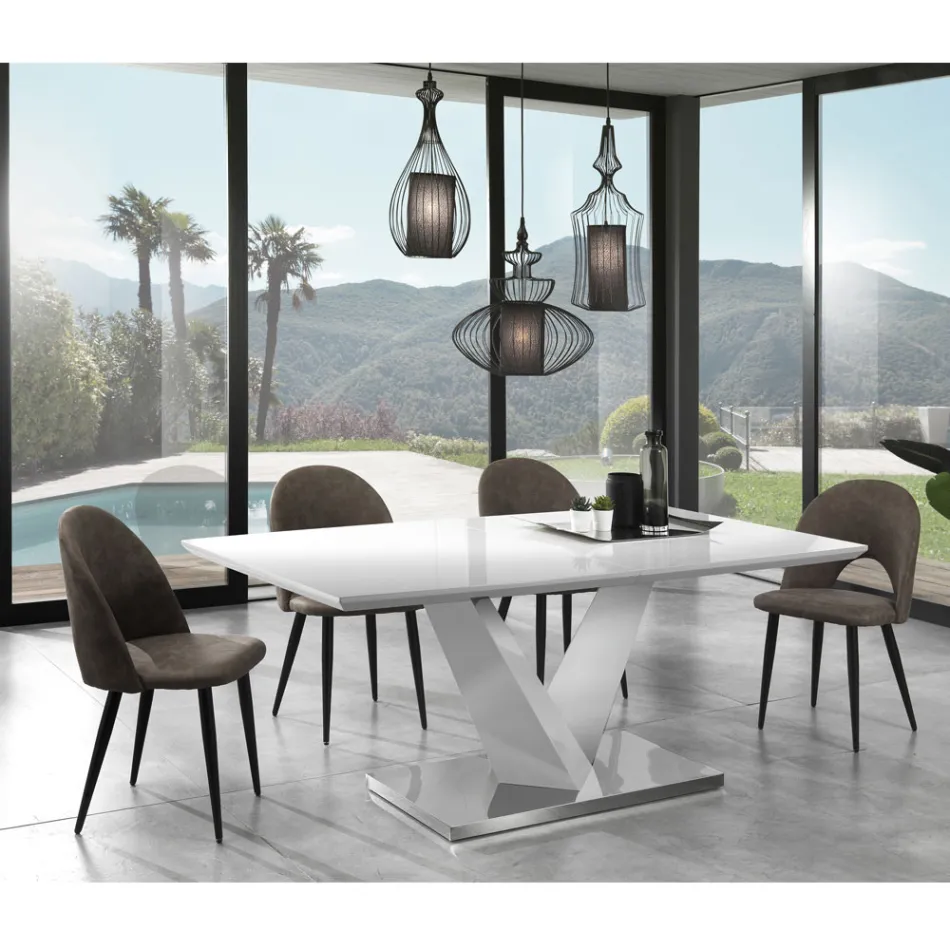 Køkkenstol i Aged Effect Synthetic Læder 4 Deles - Renetta Viadurini