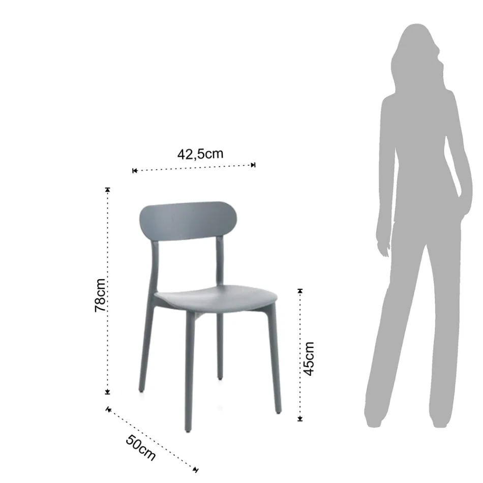 Køkkenstol i hvid eller matgrå polypropylen 4 stykker - Milano Viadurini