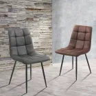 Stof køkkenstol med sorte metalben 4 stk - lyseblå Viadurini