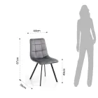 Stof køkkenstol med sorte metalben 4 stk - lyseblå Viadurini