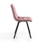 Stof køkkenstol med sorte metalben 4 stk - lyseblå Viadurini