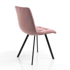 Stof køkkenstol med sorte metalben 4 stk - lyseblå Viadurini