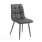 Stof køkkenstol med sorte metalben 4 stk - lyseblå Viadurini